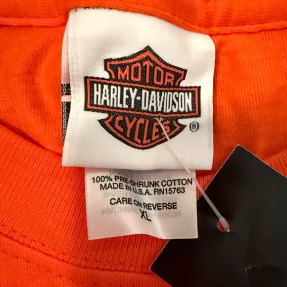 NWT Harley-Davidson 2007 Vibrant Orange Motorcycle Tee w/Dragon Motif size XL - Picture 6 of 7